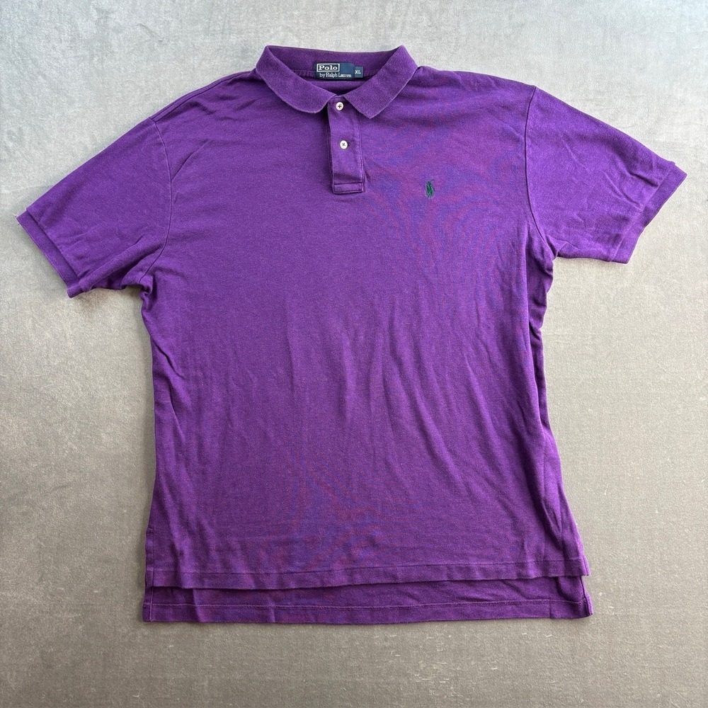 Polo Ralph Lauren Purple Polo Shirt Green Pony Classic Fit Men XL Preppy
